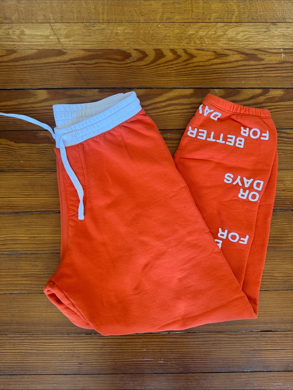 Women’s Orange Track Jogger Pants with White Waistband